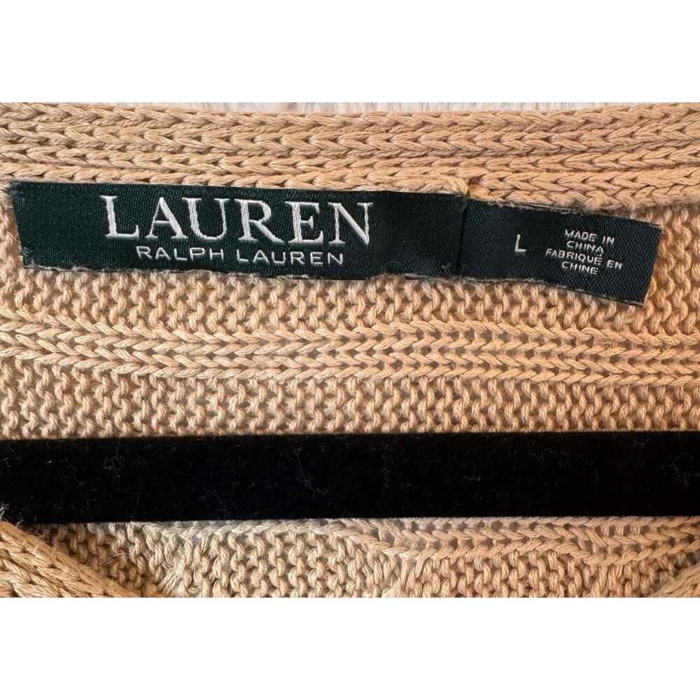 Lauren Ralph Lauren Women’s Size L Boatneck Cable-Knit Sweater Gold - Picture 7 of 11
